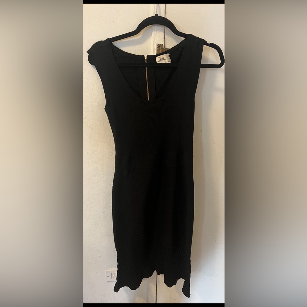 Milly Black Sheath Midi Knit Dress V-Neck